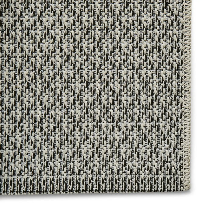 Think Rugs stitch outdoor stitch 9683 ivory black Black, Ivory Outdoor  Flat Weave Rug.