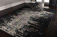 Nourison twilight nourison twi11 flint Grey, Black Living Room Wool Rug.