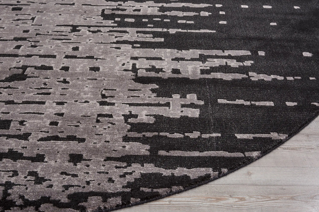 Nourison twilight nourison twi11 flint Grey, Black Living Room Wool Rug.