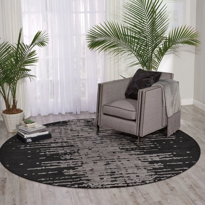 Nourison twilight nourison twi11 flint Grey, Black Living Room Wool Rug.