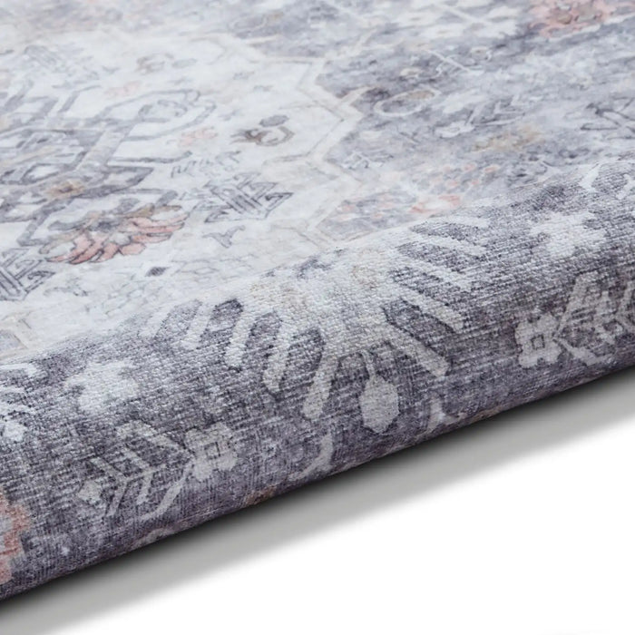 Think Rugs tabriz washable h1156 grey Grey Living Room Washable Rug.