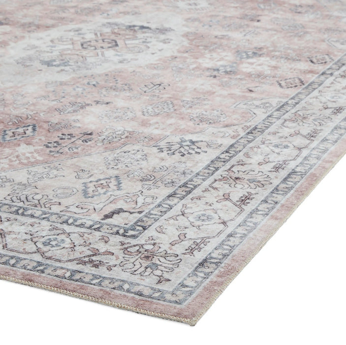 Think Rugs tabriz washable h1156 rose Pink Living Room Washable Rug.