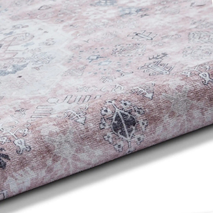 Think Rugs tabriz washable h1156 rose Pink Living Room Washable Rug.