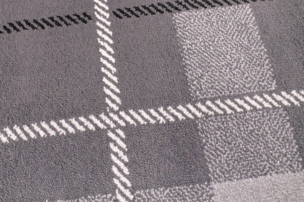 URCO tartan grey Grey Living Room Geometric Rug.