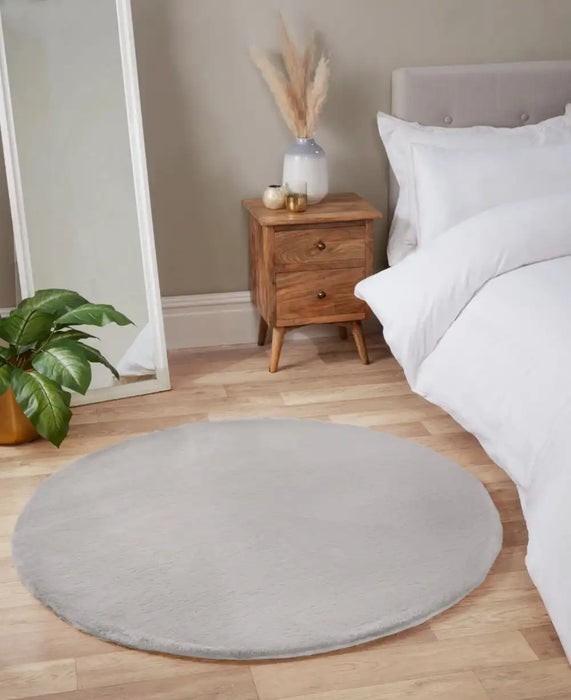 HMC luxe faux fur silver Grey Living Room  Rug.