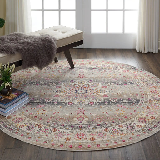 Nourison vintage kashan vka01 grey Grey, Multicoloured Living Room Floral Rug.