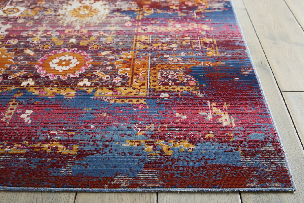 Nourison vintage kashan vka03 red multi Multicoloured, Red Living Room Floral Rug.