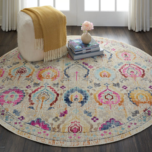 Nourison vintage kashan vka04 ivory multi Ivory, Multicoloured Living Room Floral Rug.
