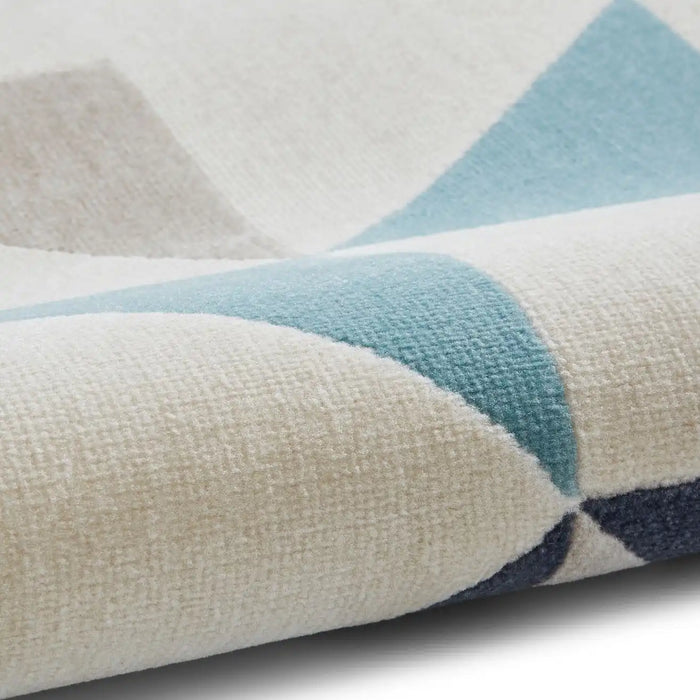 Think Rugs vancouver 18214 beige blue Blue, Beige Living Room Geometric Rug.