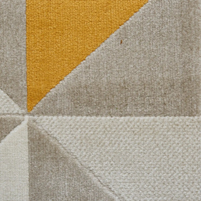 Think Rugs vancouver 18214 beige yellow Yellow, Beige Living Room Geometric Rug.