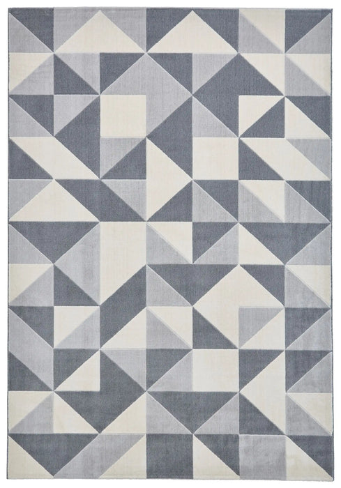 Think Rugs vancouver 18214 grey Grey Living Room Geometric Rug.