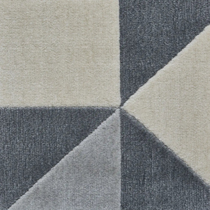 Think Rugs vancouver 18214 grey Grey Living Room Geometric Rug.