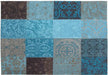 Louis de Poortere vintage 8105 turquoise Blue Living Room Flat Weave Rug.