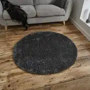 Think Rugs vista plain 2236 dark grey Grey Living Room Shaggy Rug.