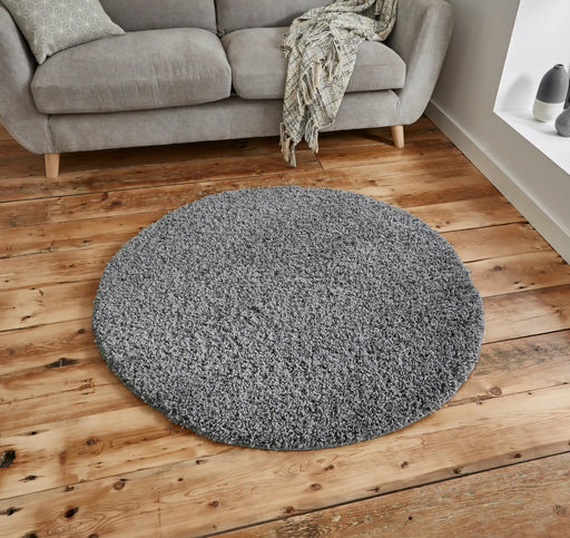 Think Rugs vista plain 2236 grey Grey Living Room Shaggy Rug.