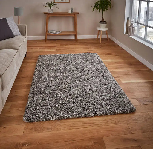 Think Rugs vista plain 3547 silver Grey Living Room Shaggy Rug.