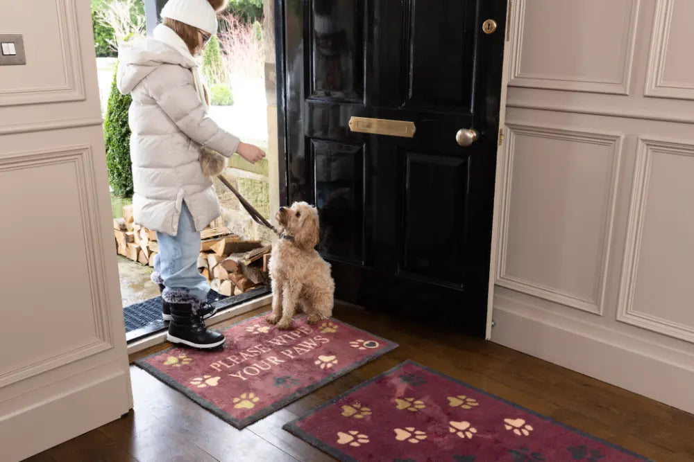 Hug Rug Washable Wipe Your Paws Burgundy Multi