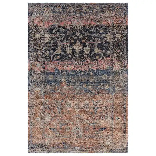 Asiatic zola fasa Blue, Black, Multicoloured Living Room Moroccan Rug.