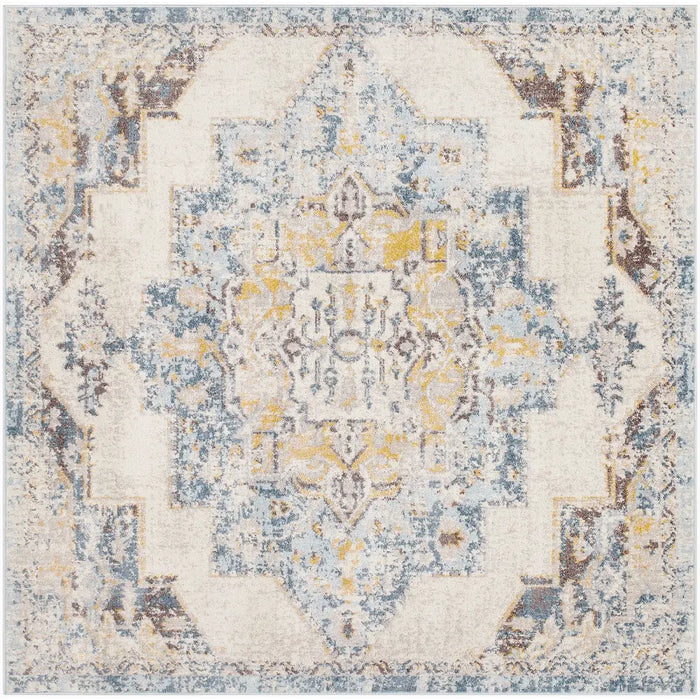 AGRA Vintage Traditional Oriental Boho Sky Blue Rug