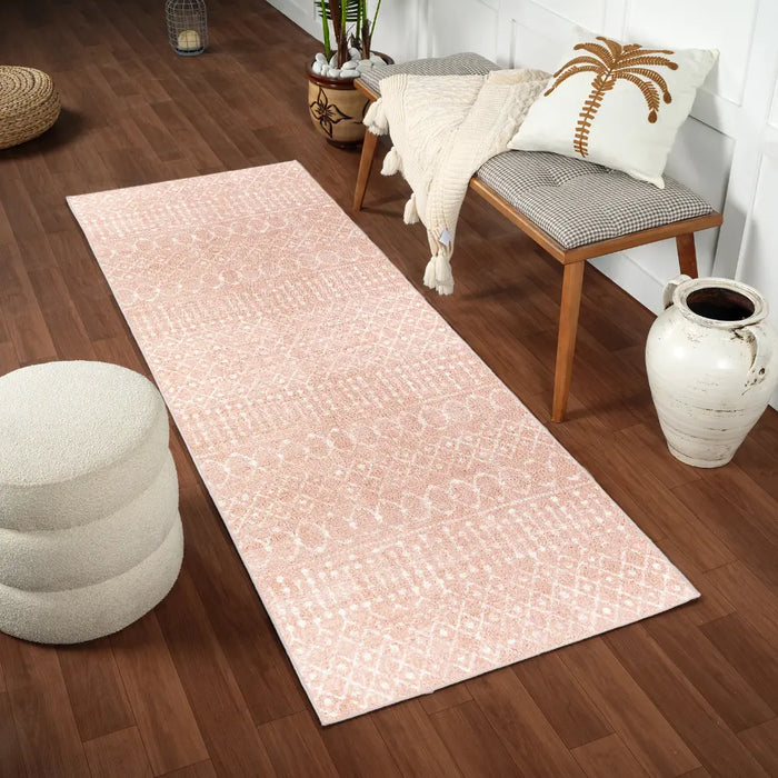 SAANJH Shaggy Global Plush Pile Blush Rug