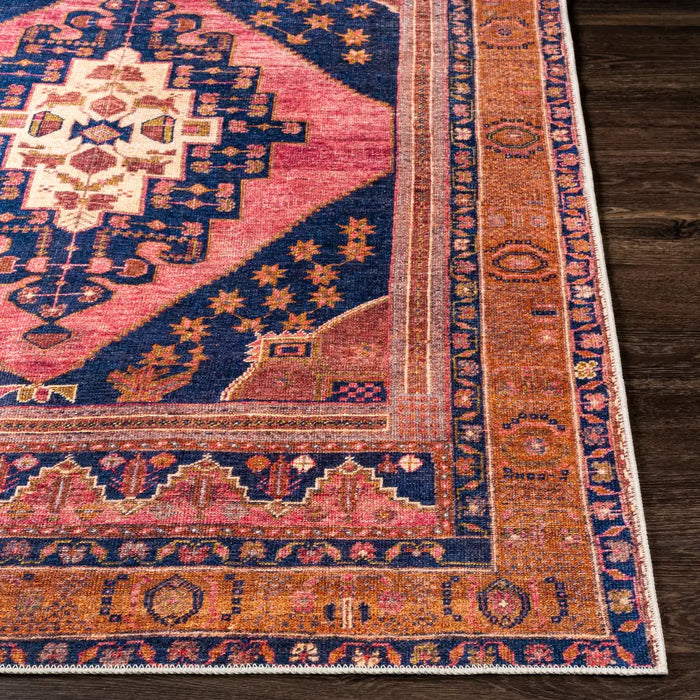 VALENTINA SPRINGS Machine Washable Traditionnal Boho Coral Rug
