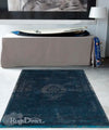 Louis de Poortere fading world blue night Blue Living Room Flat Weave Rug.