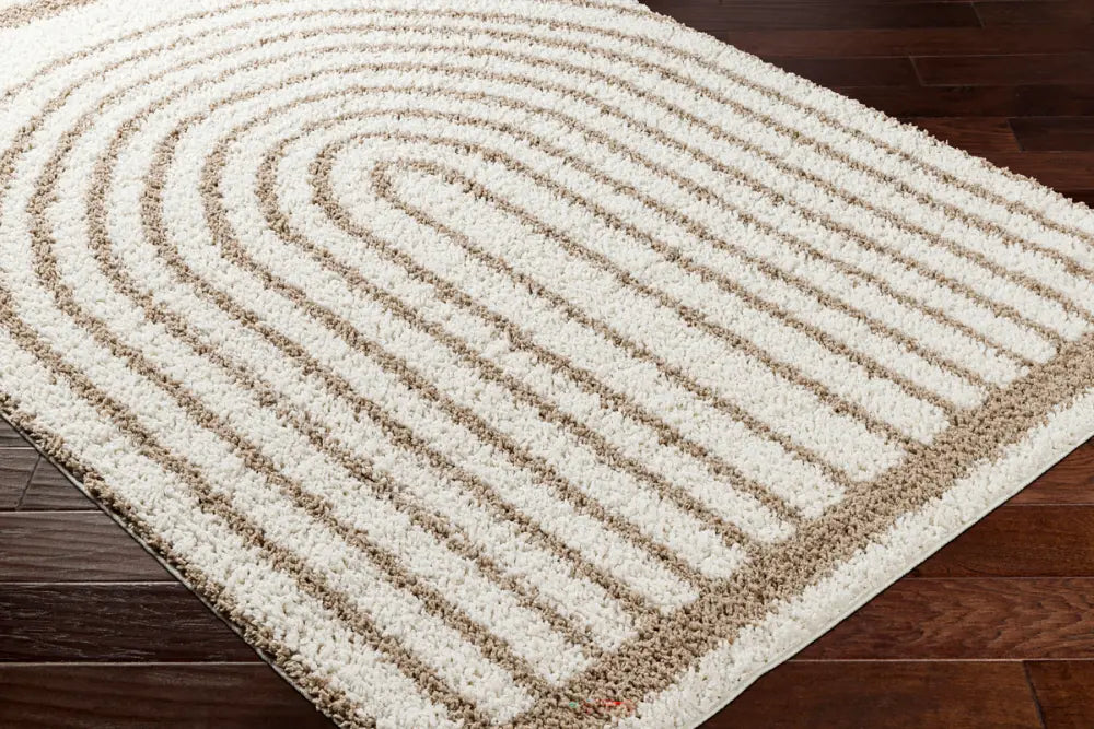 PIHU Shaggy Global Plush Pile Cream Rug