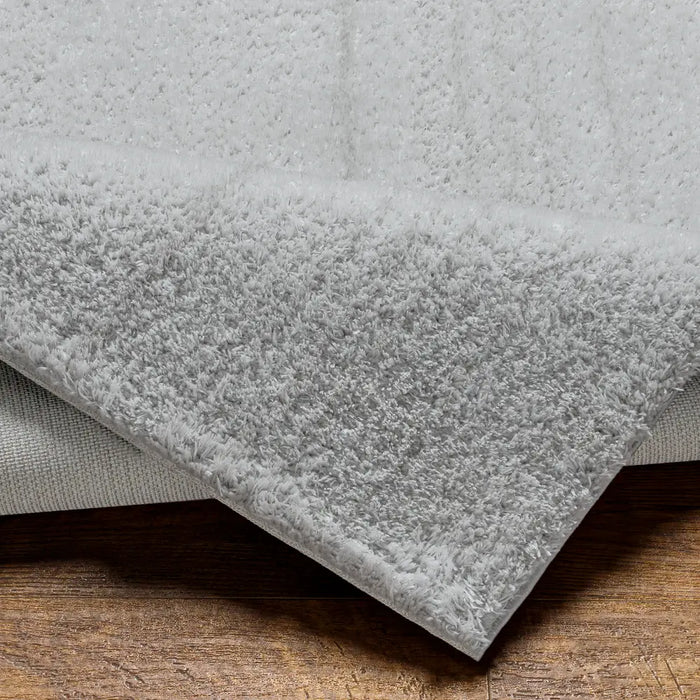 CLAIRE Shaggy Solid Color Plush Pile Grey Rug Grey