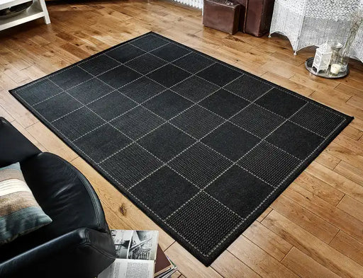  checked flatweave black    Rug.