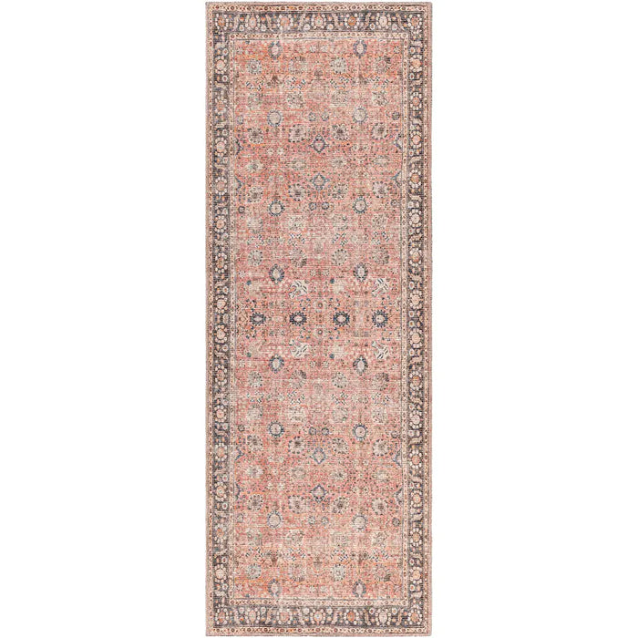 PEYTON Machine Washable Traditionnal Boho Burnt Orange Rug