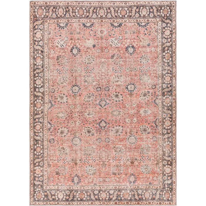 PEYTON Machine Washable Traditionnal Boho Burnt Orange Rug
