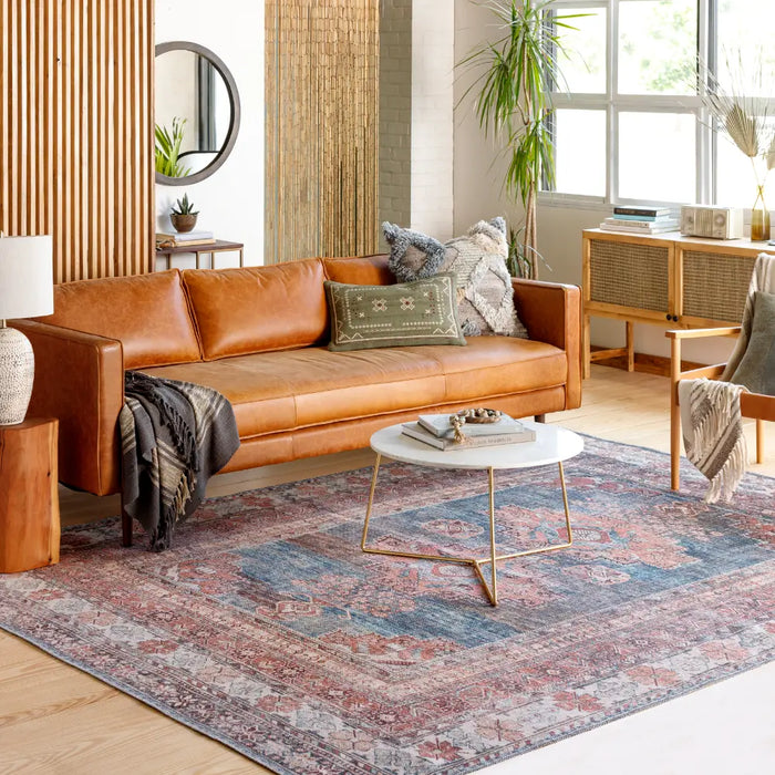 ATHENA Machine Washable Traditionnal Boho Coral Rug