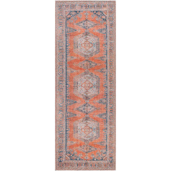 BLAIRE Machine Washable Traditionnal Boho Burnt Orange Rug