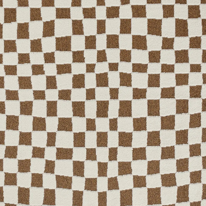 IRINA Scandi Modern High Pile Ivory/Brown Checkered Rug