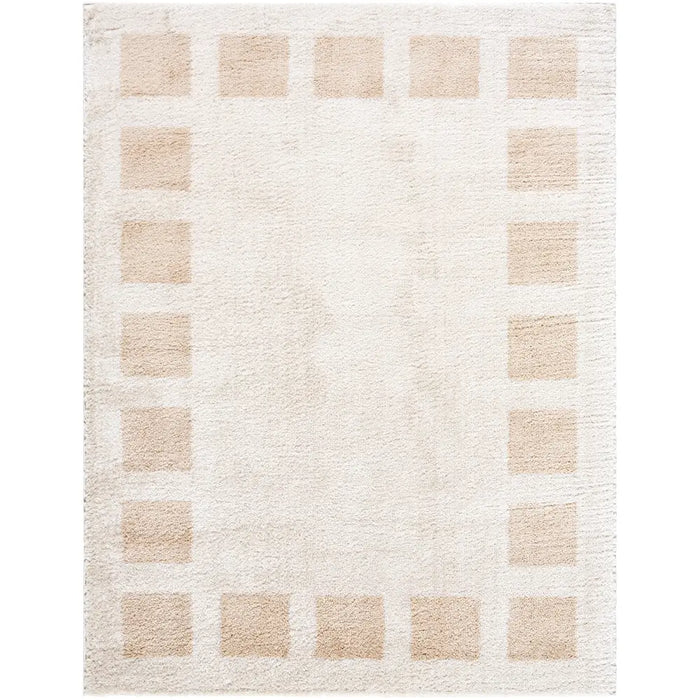 AMINE Machine Washable Modern Shaggy Beige Rug