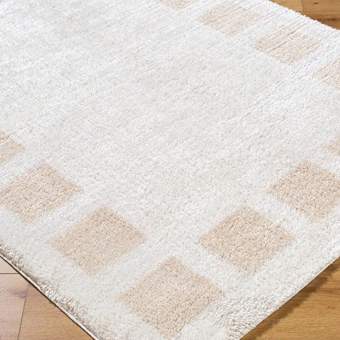 AMINE Machine Washable Modern Shaggy Beige Rug
