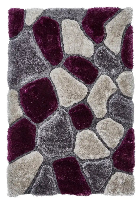 Think Rugs noble house pebbles 5858 grey purple Grey, Purple Living Room Shaggy Rug.