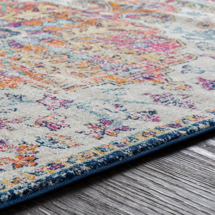LOU Vintage Traditional Oriental Boho Saffron/Navy Rug