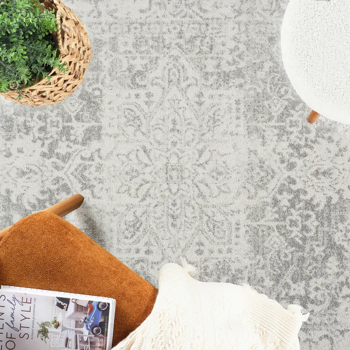 JULIETTE Vintage Traditional Oriental Boho Grey/White Rug