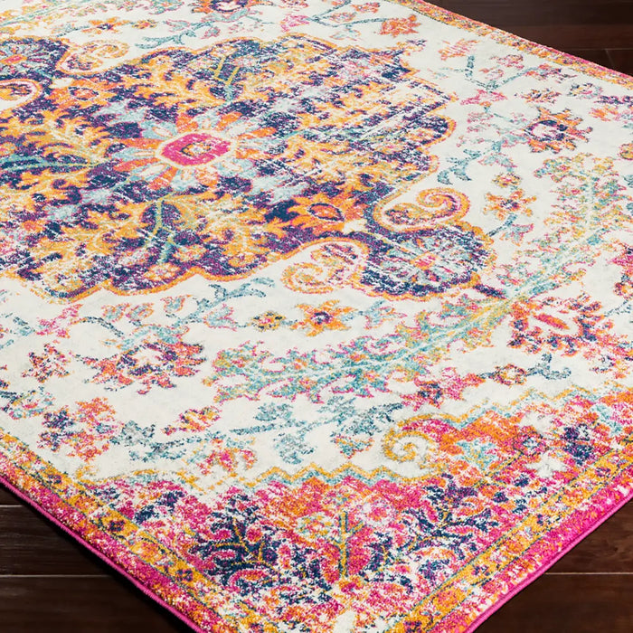LOU Vintage Traditional Oriental Boho Neon Pink Rug