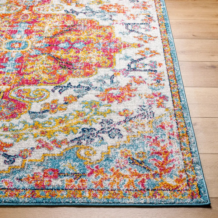 LOU Vintage Traditional Oriental Boho Saffron/Teal Rug