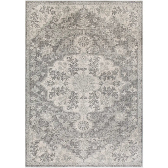 LOU Vintage Traditional Oriental Boho Charcoal Rug