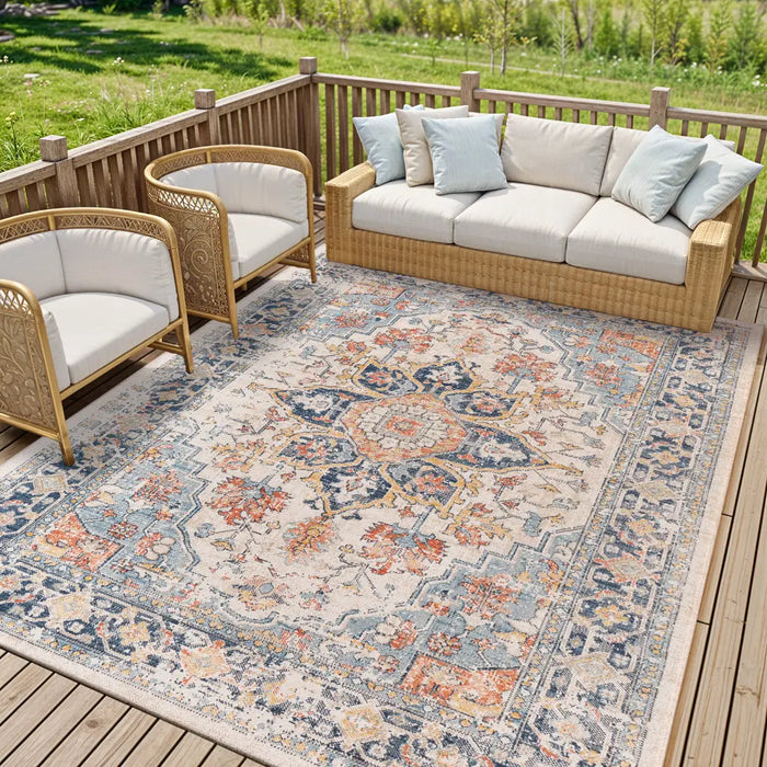 SELMA HILL In- & Outdoor Traditional Boho Dark Blue Rug