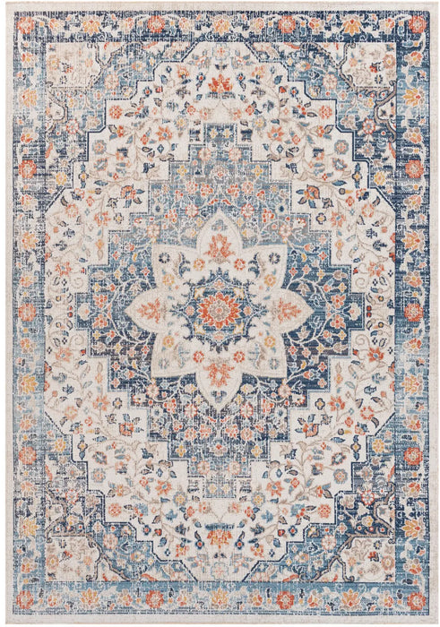 SELMA CLIFF In- & Outdoor Traditional Boho Dark Blue Rug
