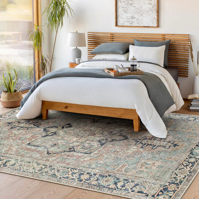 DIDO Machine Washable Traditionnal Boho Sage Rug