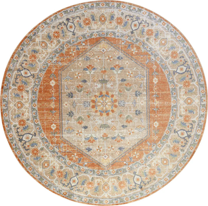 BOKA Machine Washable Traditionnal Boho Burnt Orange Rug