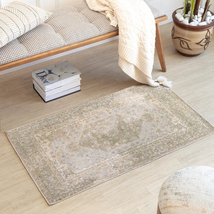 BOKA Machine Washable Traditionnal Boho Camel Rug