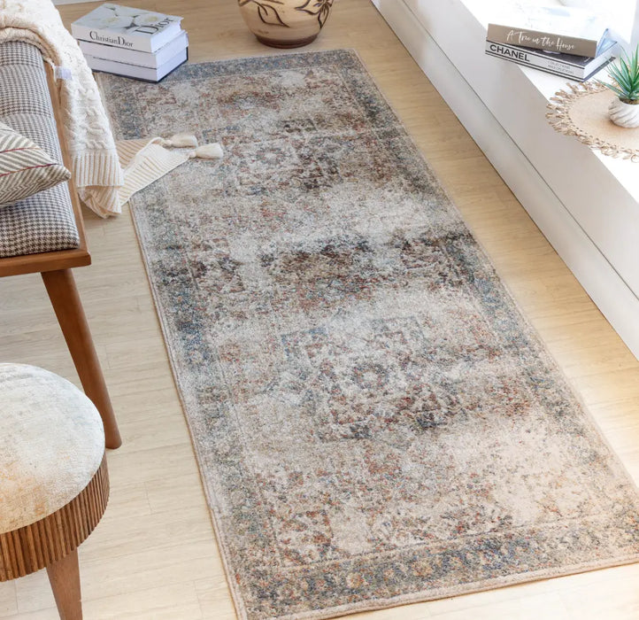 ALORA Machine Washable Traditional Boho Burnt Orange Rug