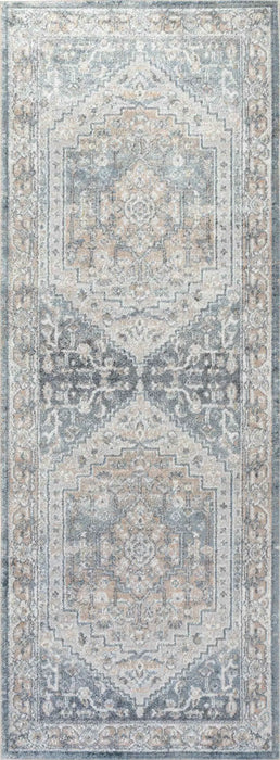JENNIFER Machine Washable Traditional Boho Navy Blue Rug
