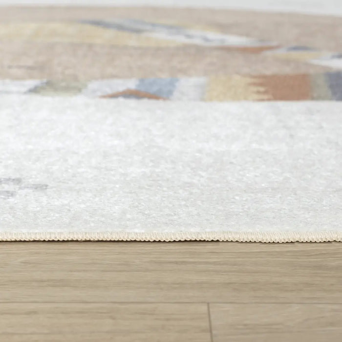 OURSIGENE Kids Machine Washable Beige/Brown Bedroom Rug Beige